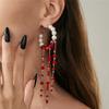 European and American sweet and cool goth bloody tassel choker Halloween blood-stained imitation pearl beaded necklace