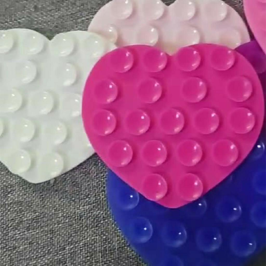 Heart-Shaped Silicone Suction Cup Stand Double-Sided Suction Cup Hands-Free Strong Grip Holder