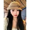 French Hepburn-Style Bowknot Women's Elegance: Rolled Brim Formal Bucket Hat