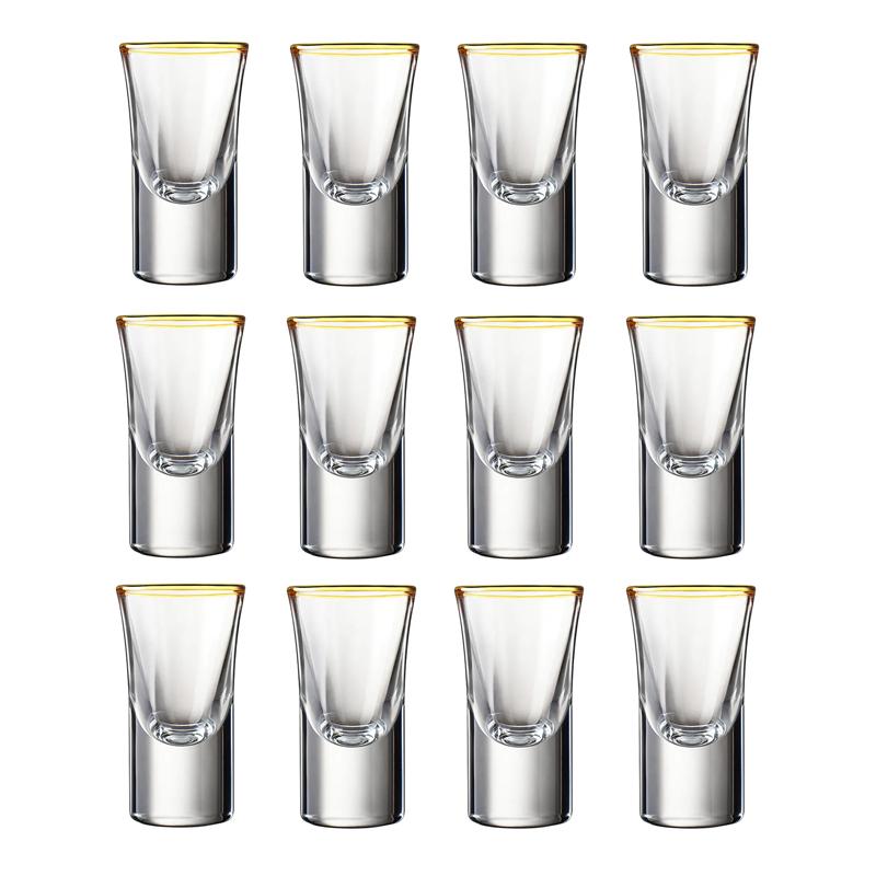 12pcs Sets 25ml Spirits Cup Golden Edged Small Wine Cup 100ml Baijiu Dispenser Golden Mountain Shaped Wine Pot Luxury Glassware