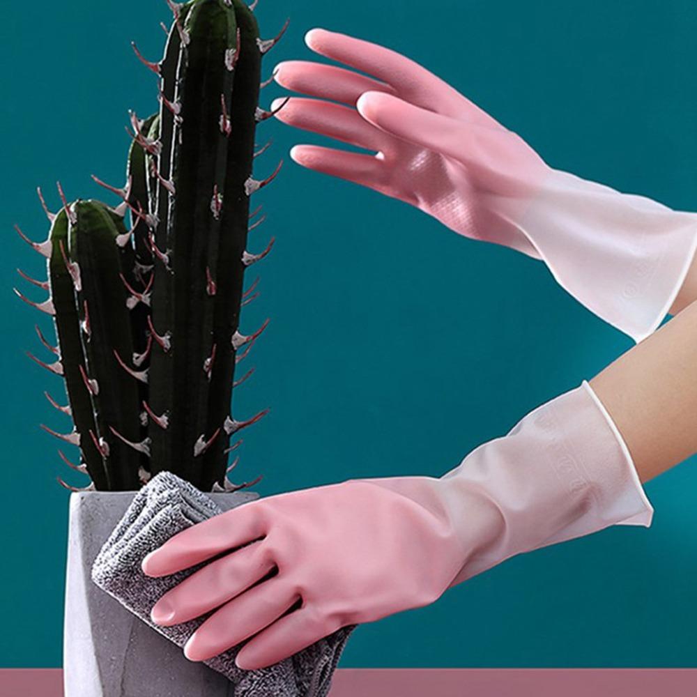 3 Pairs Non-Slip Texture Kitchen Cleaning Gloves Household Rubber Gloves  Dishwashing