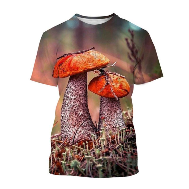 Osobnost Móda Houba Unisex Ležérní Tričko s Krátkým Rukávem Kulatý Výstřih Top Nový Zábavný HD 3d Potisk Letní Nadměrná Velikost Tričko