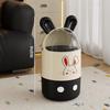Adorable Rabbit Flip-Top Trash Can with Lid for Kids - Large Capacity for Home, Bedroom, or Bathroom.