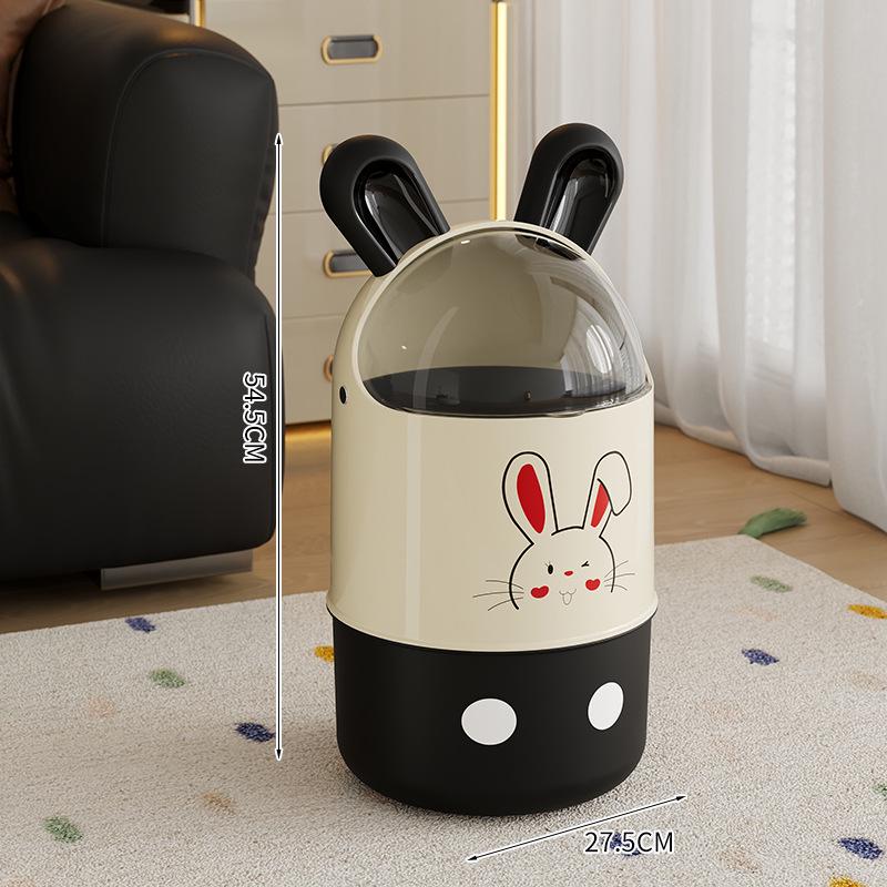 Adorable Rabbit Flip-Top Trash Can with Lid for Kids - Large Capacity for Home, Bedroom, or Bathroom.