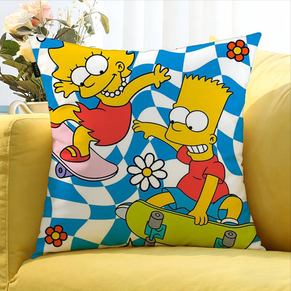 Happy S-Simpsons Various Sizes Square Pillow Case For Car Home Bedchamber Decor