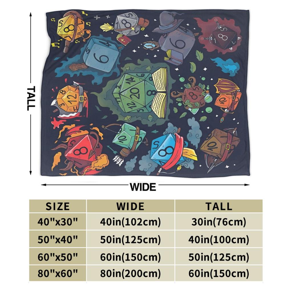 DND Flannel Throw Blanket Role-Playing Game Blankets for Bedding Outdoor Super Warm Bedroom Quilt