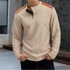 New Men’s Outdoor Casual Versatile Two-tone High-neck Button-up Round-neck Long-sleeved Top