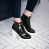 Q/Women's High Heeled Short Boots, Fashionable European and American Style Waterproof Platform, Thick Heeled Large Size Short Boots