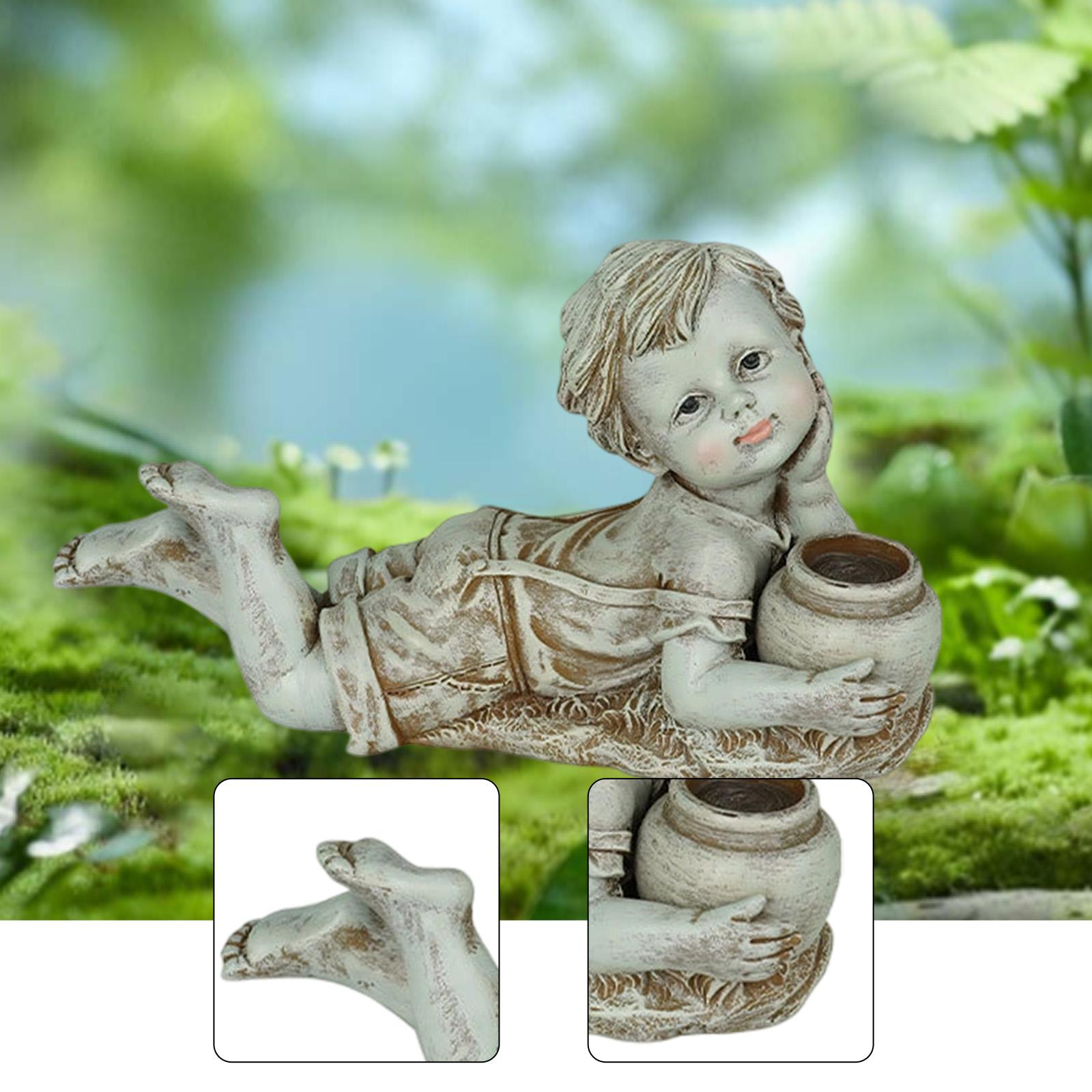 

Garden Statue with Light Child Statue Garden Decoration Lying Down Child