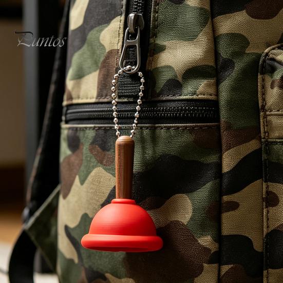 Small Plunger Clicker Mini Toilet Keychain, 3D Printed Finger Stress Relief Keychain Toy, Backpacks Handbag Purse Charm, Gag Gift Press Toy