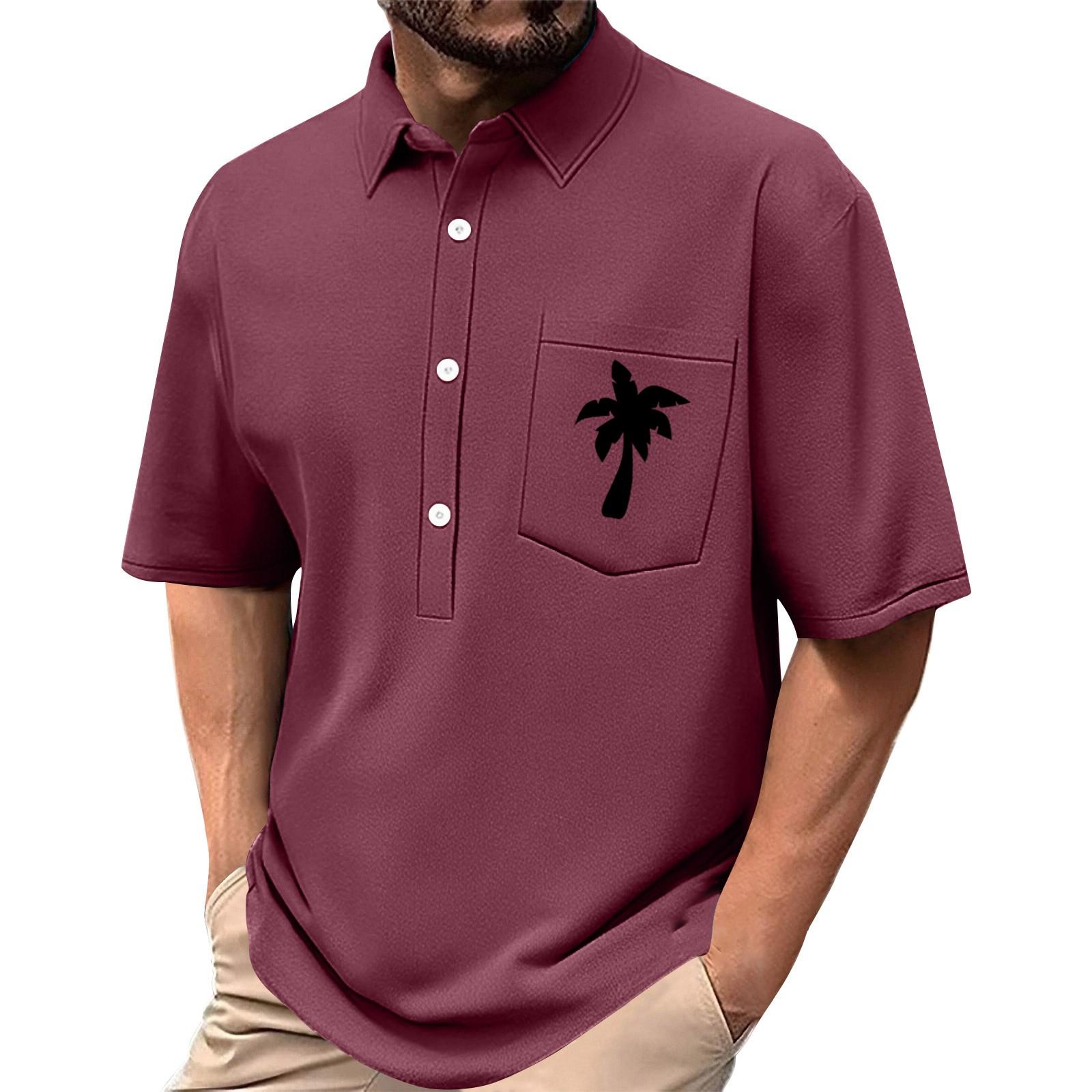 

Мужская летняя однотонная рубашка с принтом, эластичная в четырех направлениях, с лацканами, на пуговицах, с карманом, повседневный спортивный топ с короткими рукавами M