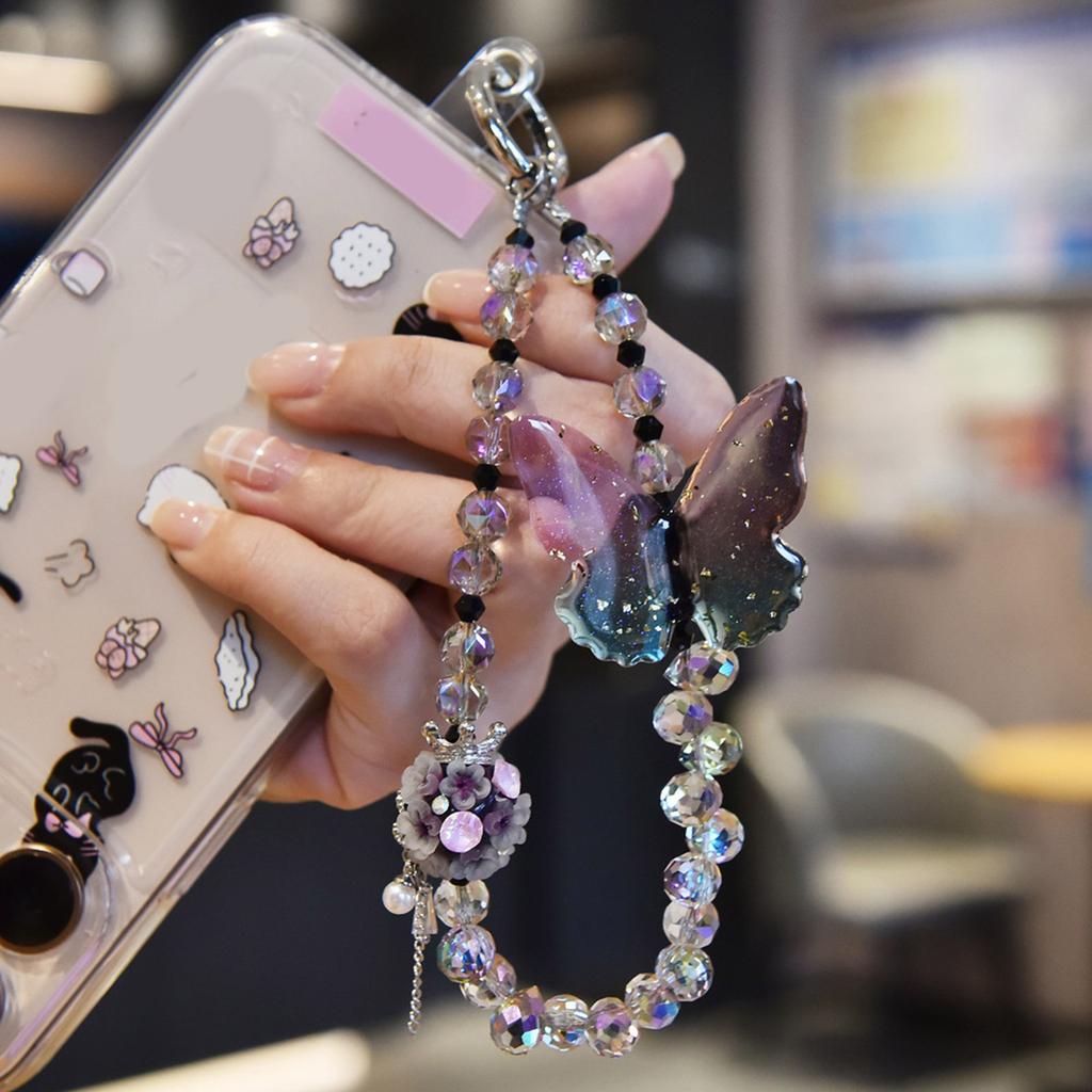 Stylish Beaded Butterfly Phone Strap Colorful Beaded Butterfly Phone Strap Accessory For Fashion Forward Individuals