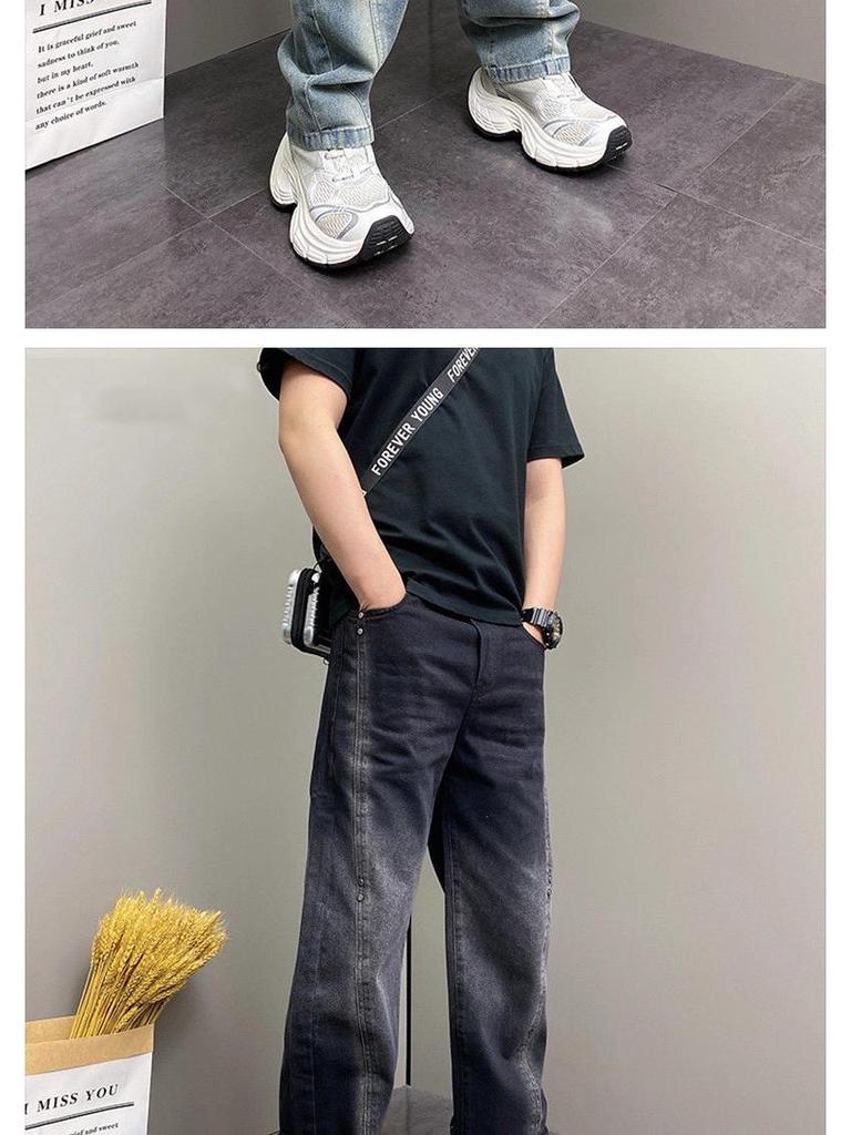 2025 Autumn High Street Loose Straight-Leg Jeans: Versatile Washed Punk Trousers