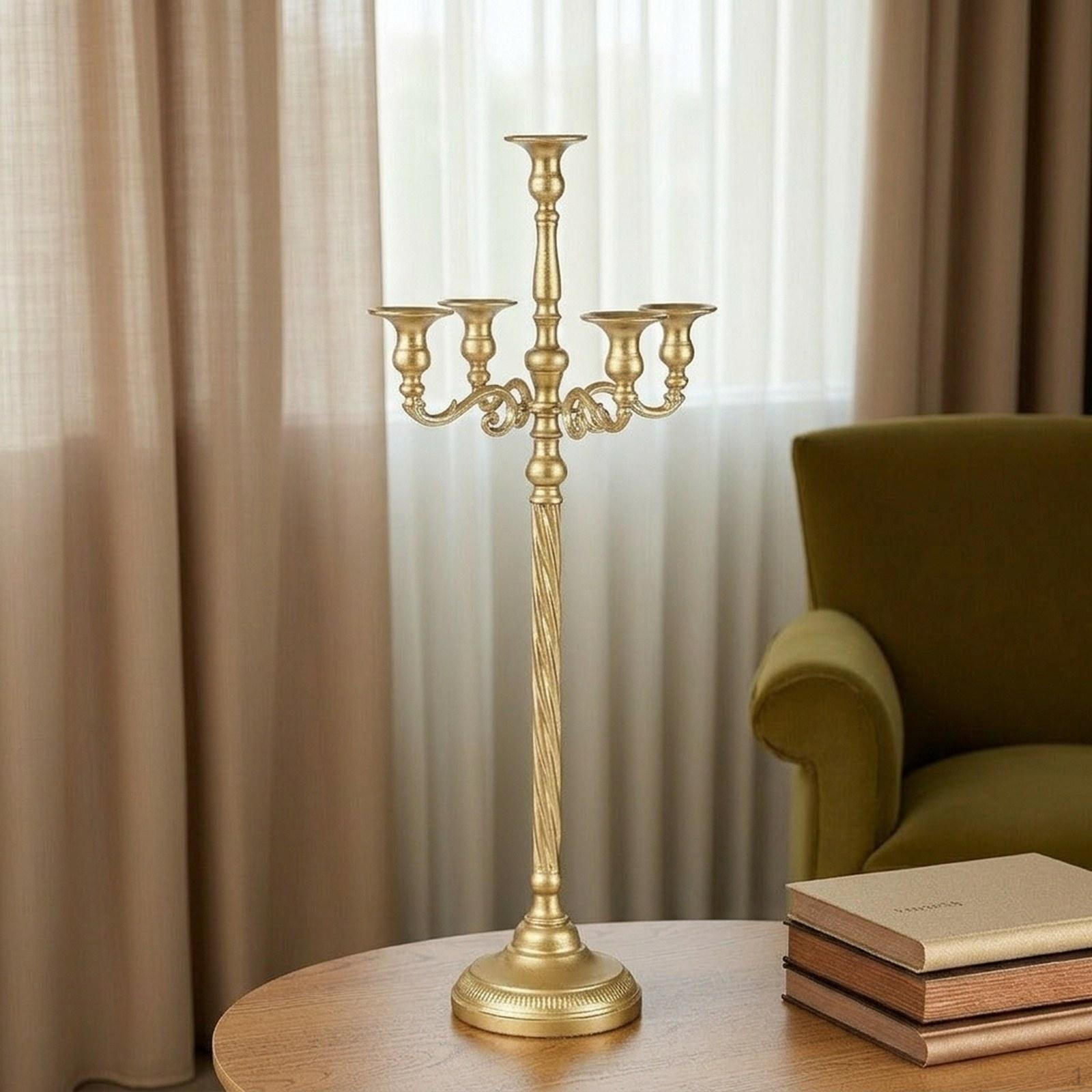 Gold Floor Candle Holder 5 Arm