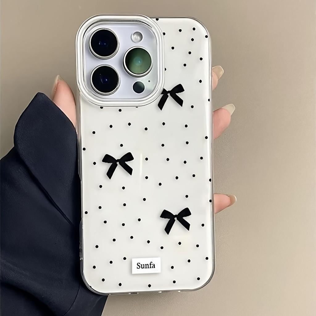 Polka Dot Bow iPhone Case for 15 Pro Max, 17 Pro Max, and 16 Pro - Set of 13