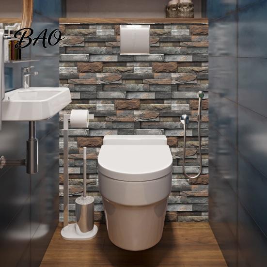 Waterproof Kitchen Backsplash Tiles 6Pcs Vintage Faux Stone Self?Adhesive Wall Tiles, Oil?Proof Moisture-proof Stickers for Bathroom Sticker, Peel