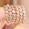 Trendy Rose Gold Color Wide Band White Zircon Paved Huggie Hoop Earrings for Women Daily Party Gift