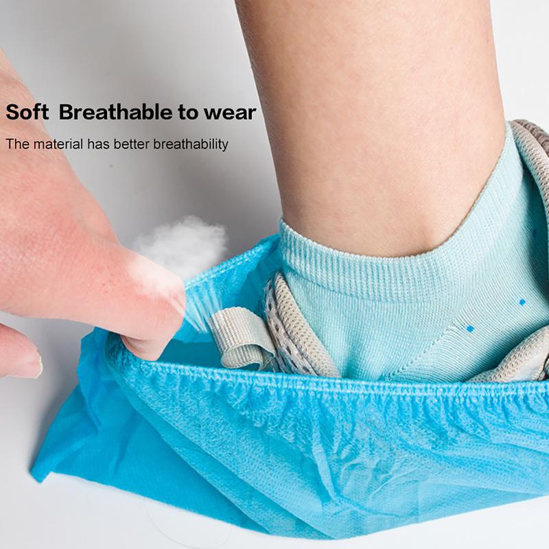100Pcs Disposable Waterproof Shoe Cover Non-Slip Foot Cover Indoor Non-Woven Fabric Padded Overshoes Rain Mud-Proof Shoe Cover