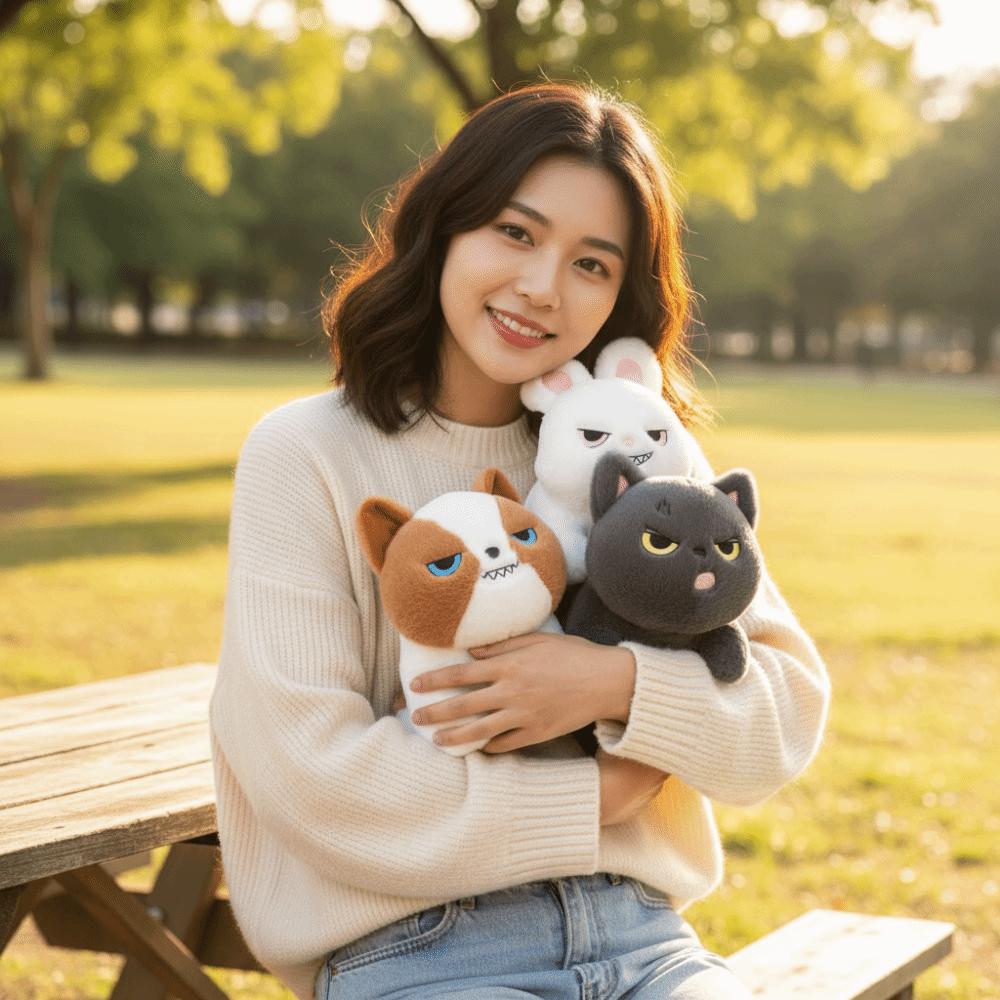 Cartoon Design Black Cat Plush Toy Grey Cat Stuffed Toys Cute Doll Stuffed Animals Birthday Gifts
