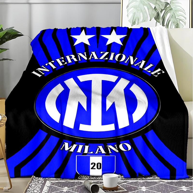 1 PZ F.C. Coperta morbida in flanella stampata Internazionale Milano per camera da letto da adulto, soggiorno, divano, campeggio, viaggi, regali per tifosi, regali di Natale