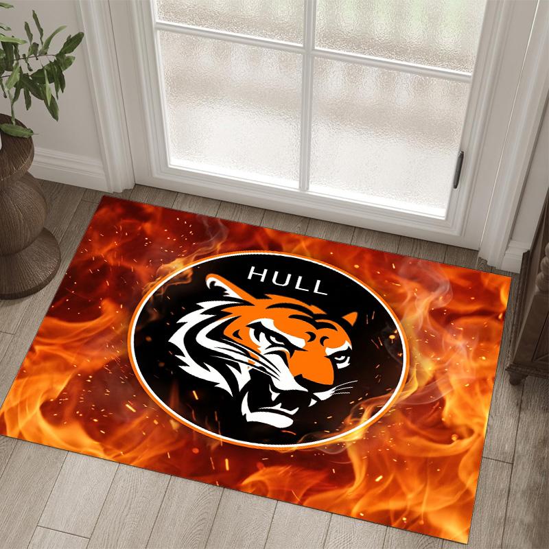 Hull City Football Design Crystal Velvet Carpet Cozy Non?Slip Printed Rug For Bedroom Living Room Entrance
