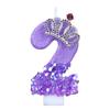 New 0-9 Number Birthday Candles Original Purple Sequined Crown Birthday Cake Digital Party Candle Decoration