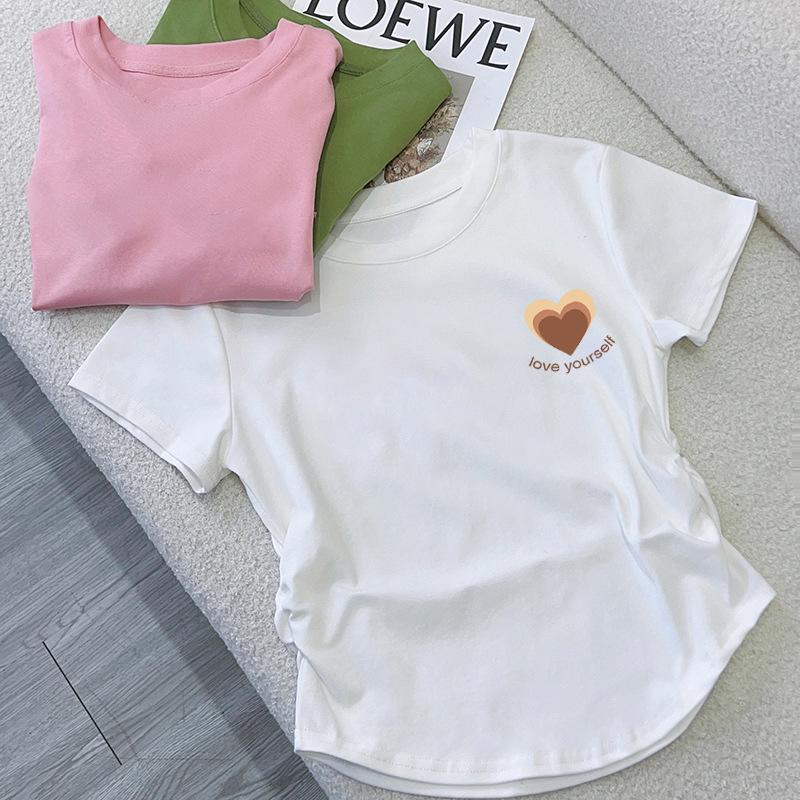 Women's Sweet & Spicy High Waist Cotton Tee - Printed Short Sleeve Summer Streetwear Fashionable Top