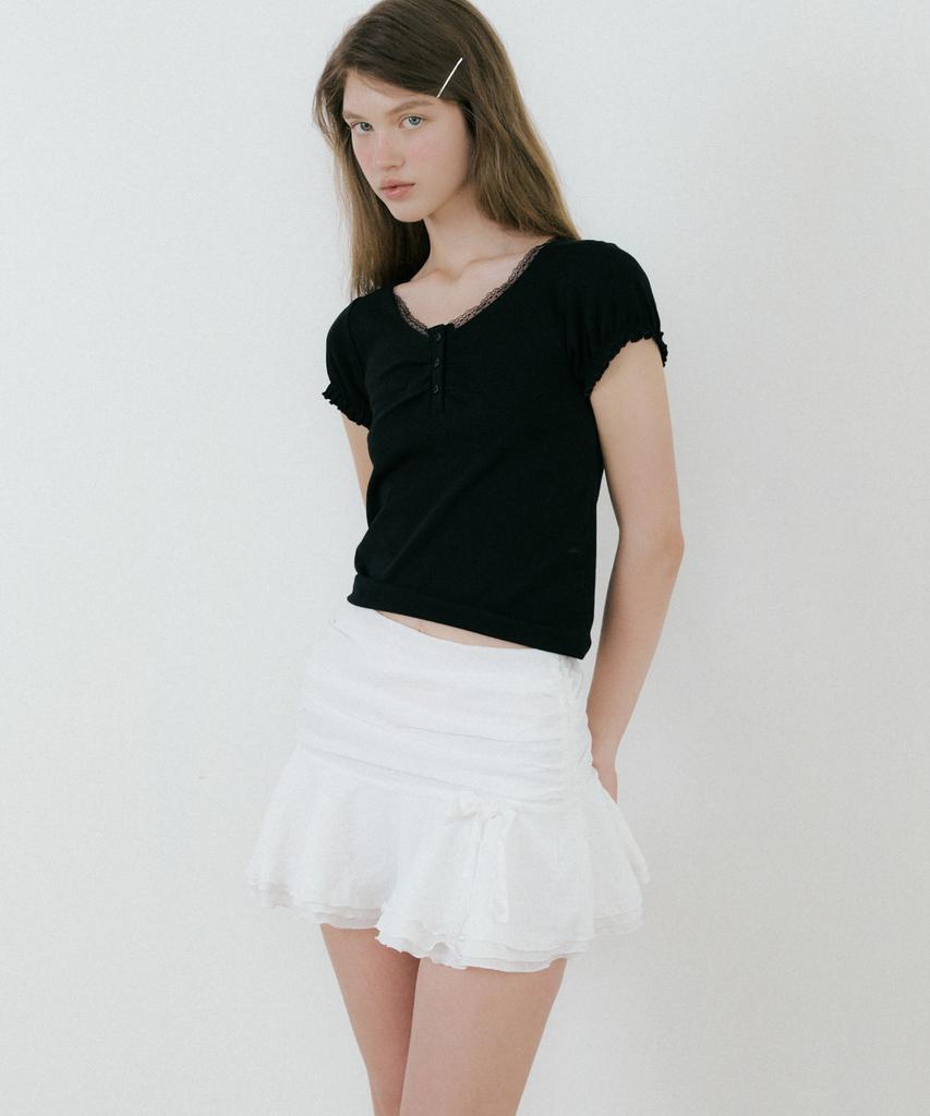 Retera Ribbon Mini Skirt_Ivory