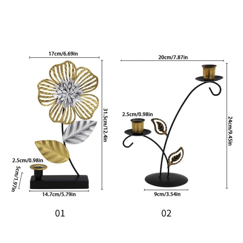 Modern Iron Flower Carving Taper Candle Holders Elegant Metal Candlestick Stand for Table Centerpieces Decoration Gift