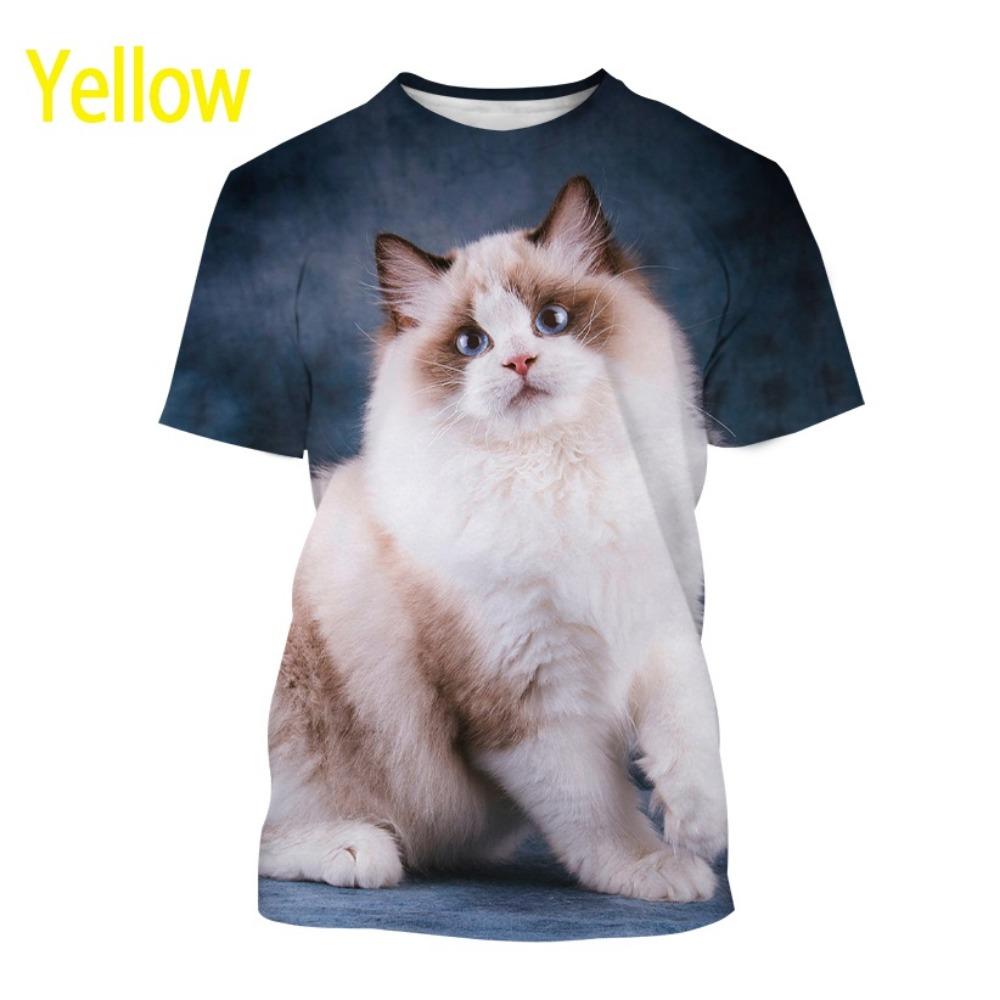 Women's T-Shirts Harajuku Cat Graphic Print 3D Tops Summer Short Sleeve Casual Tees Kawaii Animal T Shirt
