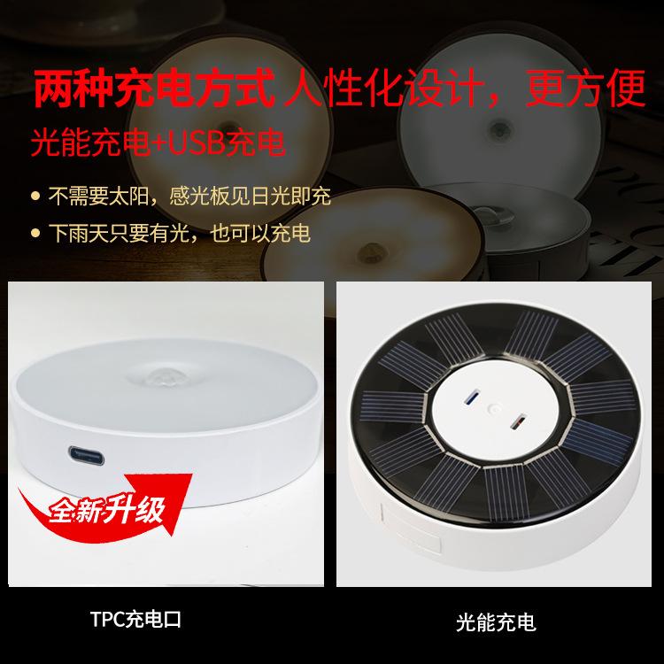 Cross-border Solar Energy Intelligent Human Body Induction Night Light Creative Gift Night Bedside Bathroom Charging Night Light