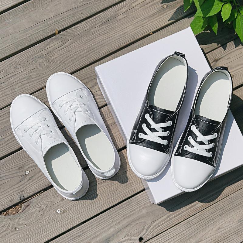 

Женские кожаные маленькие белые туфли детские весенне-летние новые женские туфли на мягкой подошве повседневные туфли кеды дышащие женские одинарные туфли 40 чёрный