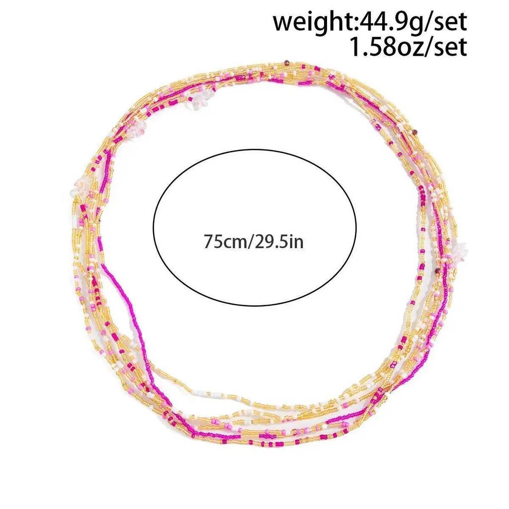 SHIXIN 6Pcs/Set Boho Colorful Rice Bead Waist Chain Women Sexy Bikini Multilayer Thin Belt Belly Chain Summer Beach Body Jewelry