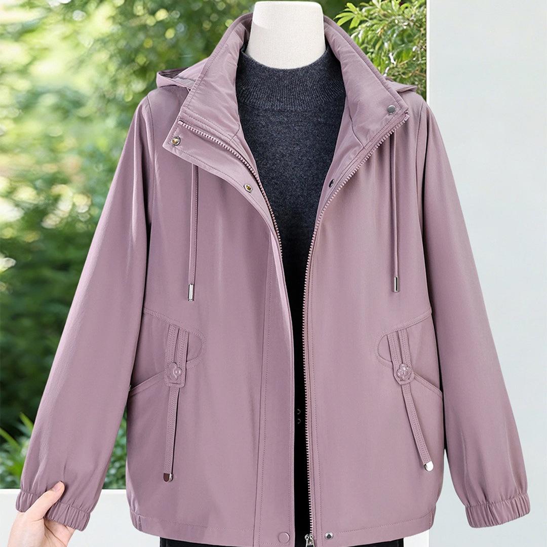 

Spring Windbreaker: Stylish 2026 Loose Fit Jacket for Young, Middle-Aged, and Elderly Women 6XL (suggested for 165-180 lbs) розовый
