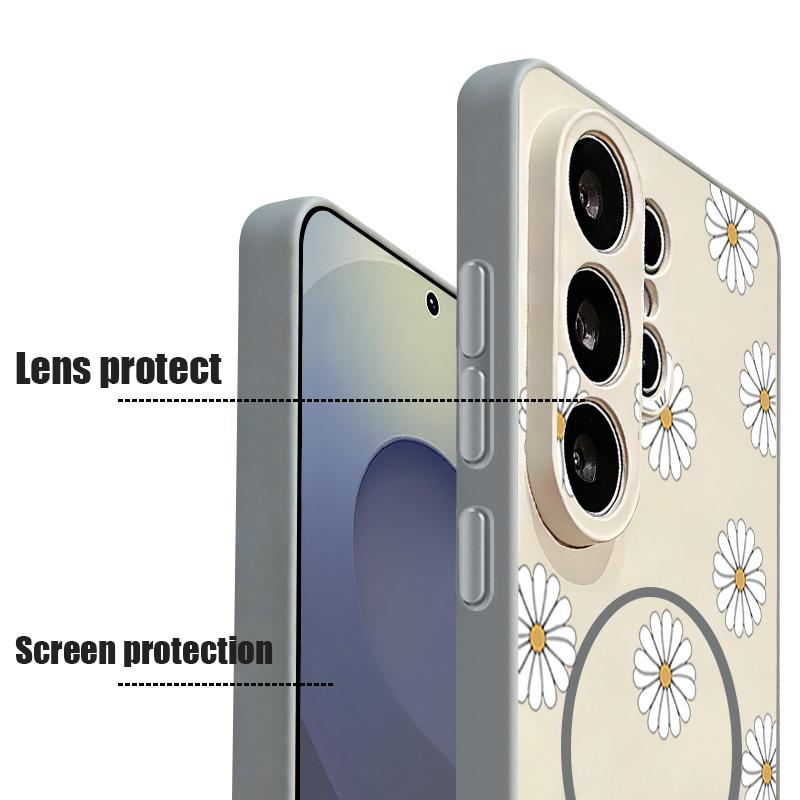 Custodia con Motivo Floreale a Cartone Animato Per Samsung Galaxy S26 Ultra S25 Edge S24 Plus S23 FE S22 A17 A54 A55 A56 A57 5G Magnetica Per Magsafe Copertura Opaca