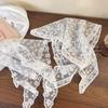 New Spring White Woven Floral Lace Hair Scarf for Women French Retro Triangle HeadScarf Pastoral Headdress