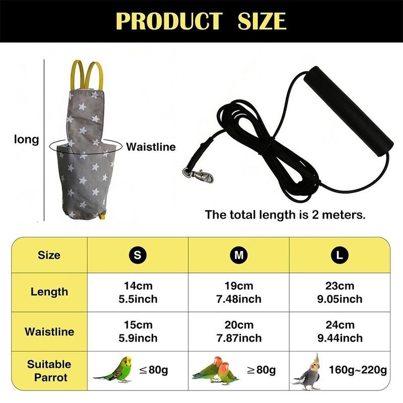 Adjustable Bird Flight Suits Escape Proof Feces Pocket Parrot Flying Harness Breathable Parrot Outdoor Leashes Bird Training