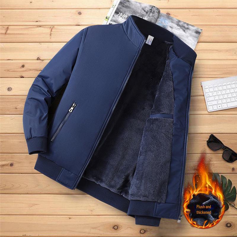 

Чоловіча оксамитова куртка в корейському стилі осінь і зима – універсальні повсякденні топи для людей середнього та літнього віку XL синій