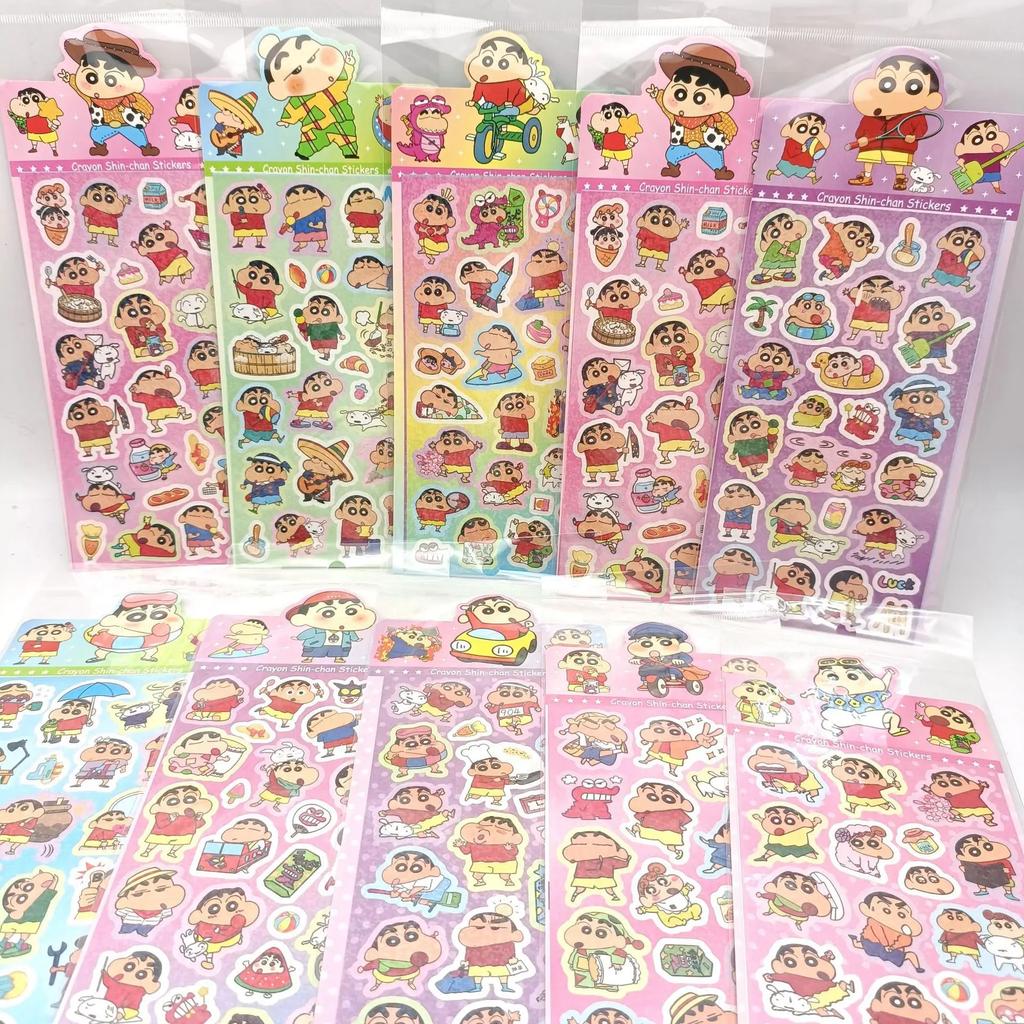 Crayon Shin-chan Stickers, 10 Sheets Cartoon Decals for Kids Scrapbook Journal DIY Craft