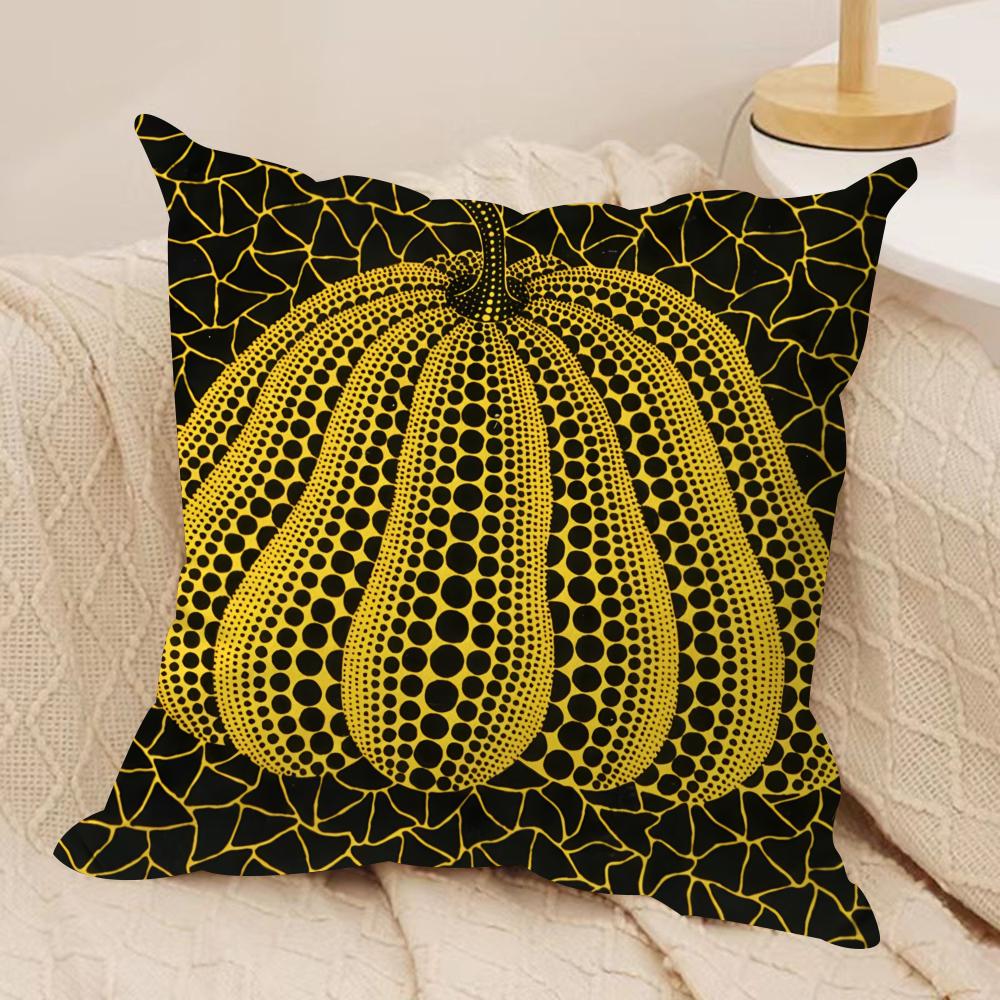 Y-Яёи Кусама Арт Тыква Чехол на Подушку Мягкий Плюш Двусторонний Печатный Диванный Подушка Чехол | Уютный Всесезонный Декор Подарок 30cmx30cm