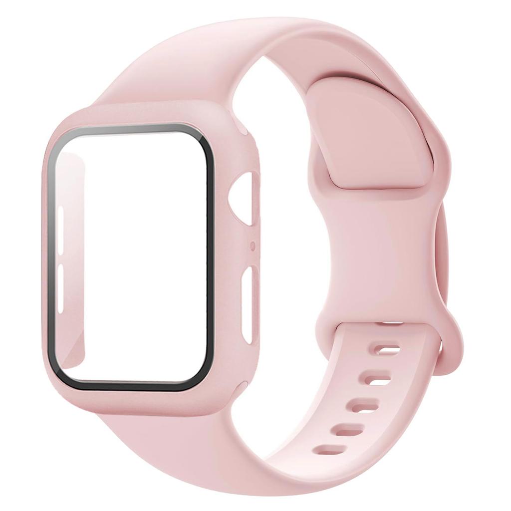 PC Case+Straps For Apple Watch band 44mm 45mm 40mm 46mm 41mm 42mm 49mm Sport Silicone Bracelet iWatch series 10 8 7 se 9 ultra 2