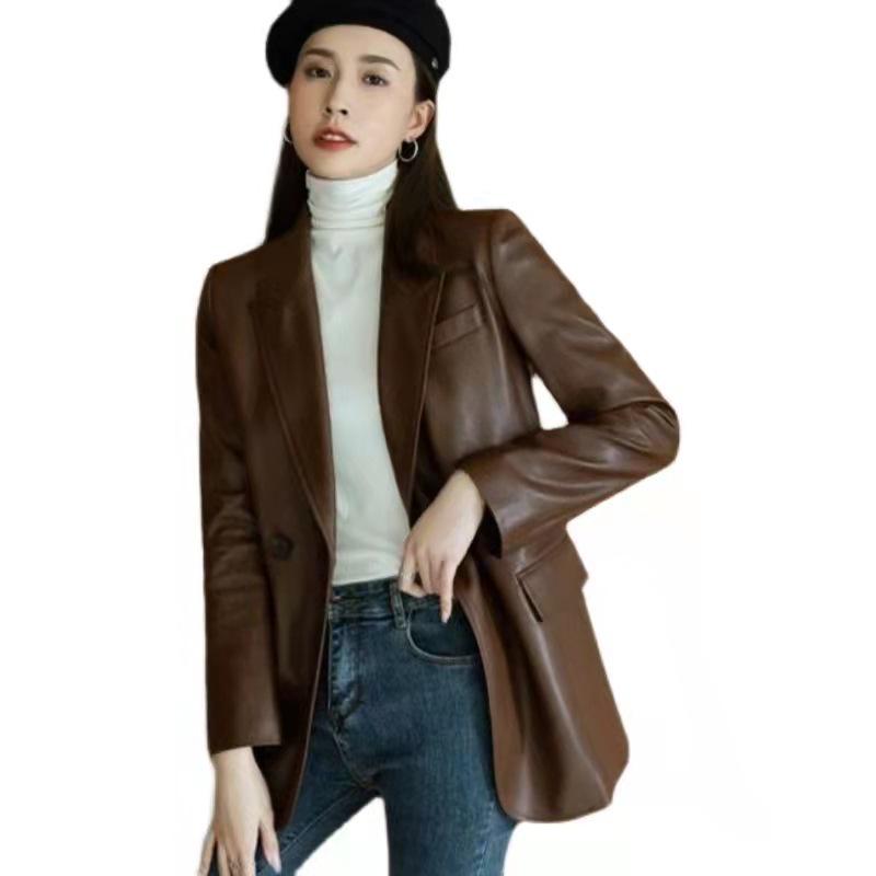 Veste en cuir pour femme grande taille style coréen: Haut Décontracté, Rétro, Polyvalent pour un Look Chic