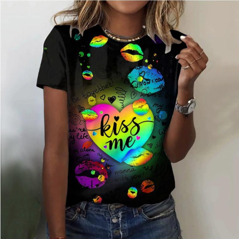 Women Round Neck Fashionable Casual Versatile T-Shirt Summer Comfortable Loose Personalized T-shirt