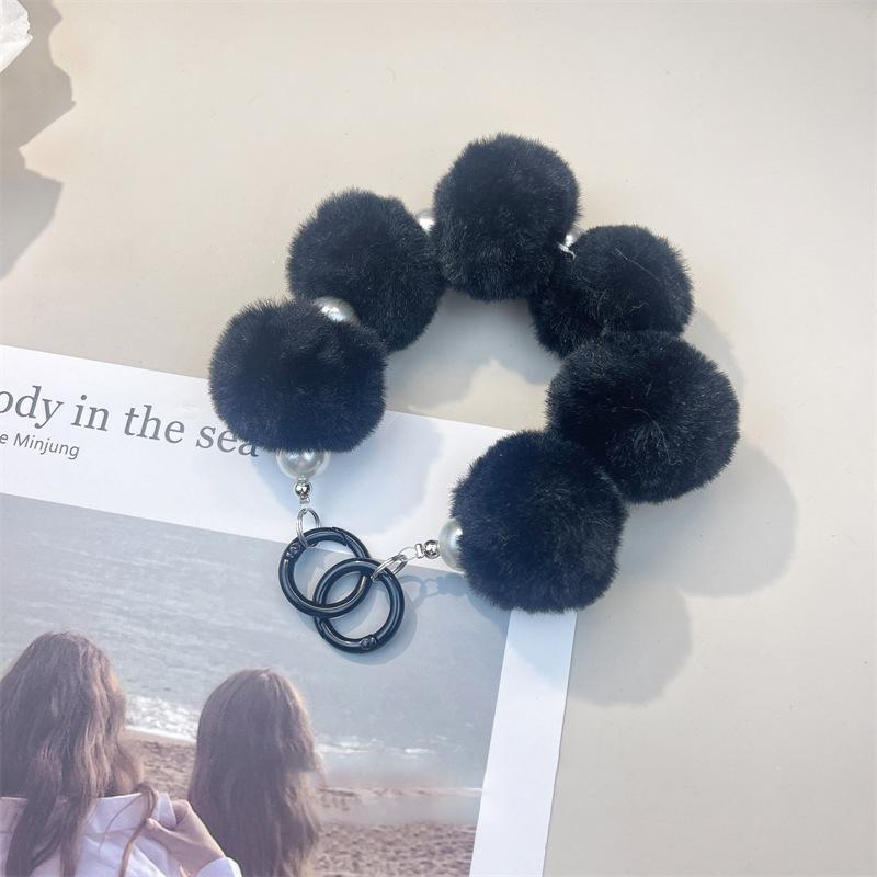 Colorful Sweet Plush Ball Chain Phone Case Decoration Bag Pendant  Anti-Lost Lanyard Creative Cute Keychain Gifts