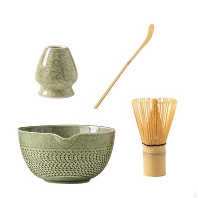 Çay Hazırlama İçin Dökme Kabı ve Çırpma Teli ile Tam Matcha Seti