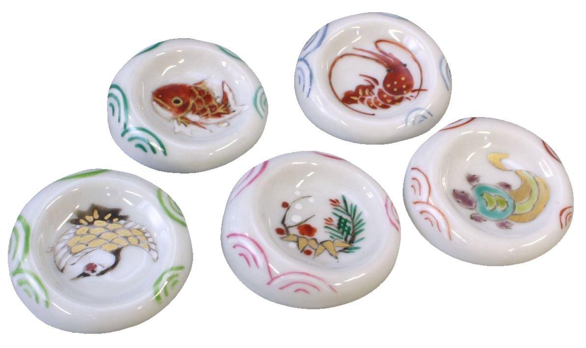 Kyoto ware/Kiyomizu ware chopstick rests, Hozan Kotohogi HHK442, set of 5.