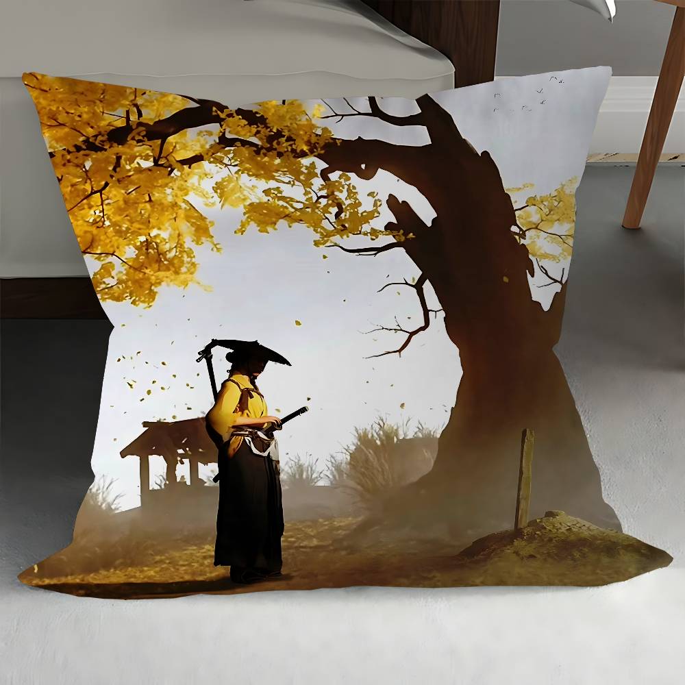 Ghost Of Y-Yotei Stitch Lucky Dragon Pillow Cover Sofa Cushion Cover Home Room Decoration Children Gift