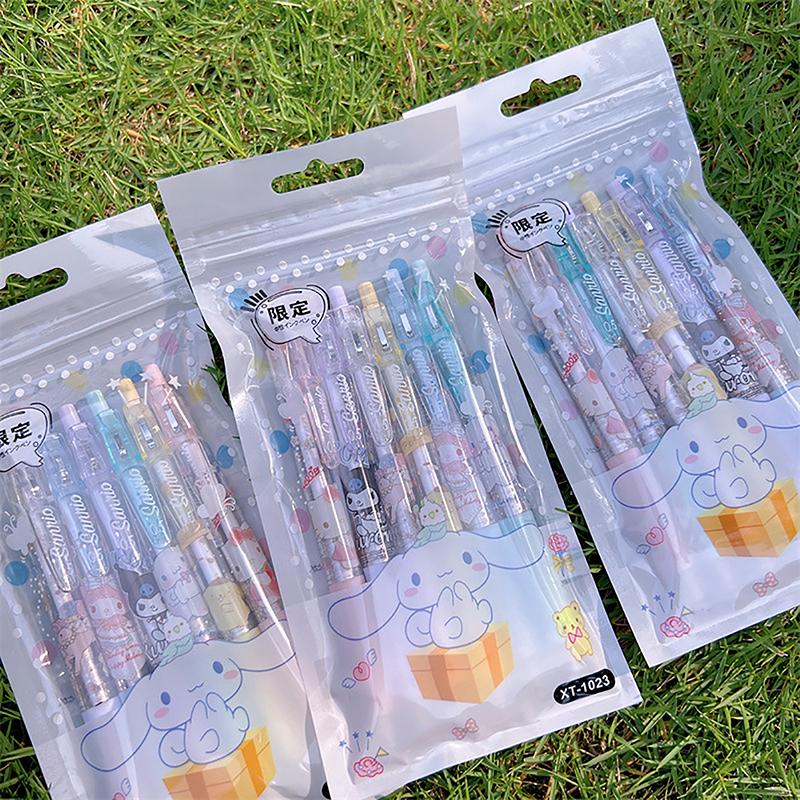 6 Stück Sanrio Anime Neutraler Stift Kawaii Mymelody Kuromi Pachacco Schüler Cartoon Druckstift Kinder Schreibwaren Geschenk Schulbedarf