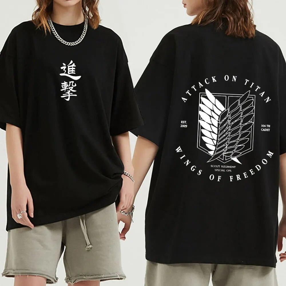 Tricou Anime Attack on Titan Ackerman Mikasa Eren Jaeger Tricou grafic cu logo Cherry Blossom Tricou unisex pentru femei Tricouri din bumbac