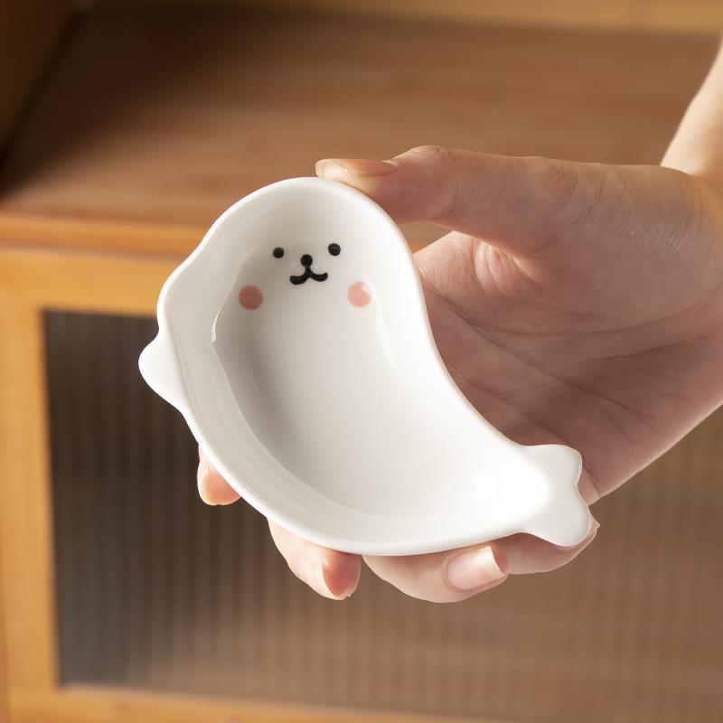 Cartoon Seasoning Dish Soy Sauce Dish Ceramic Dish Tomato Rack Salad Sauce Container Creative Table Decoration Home